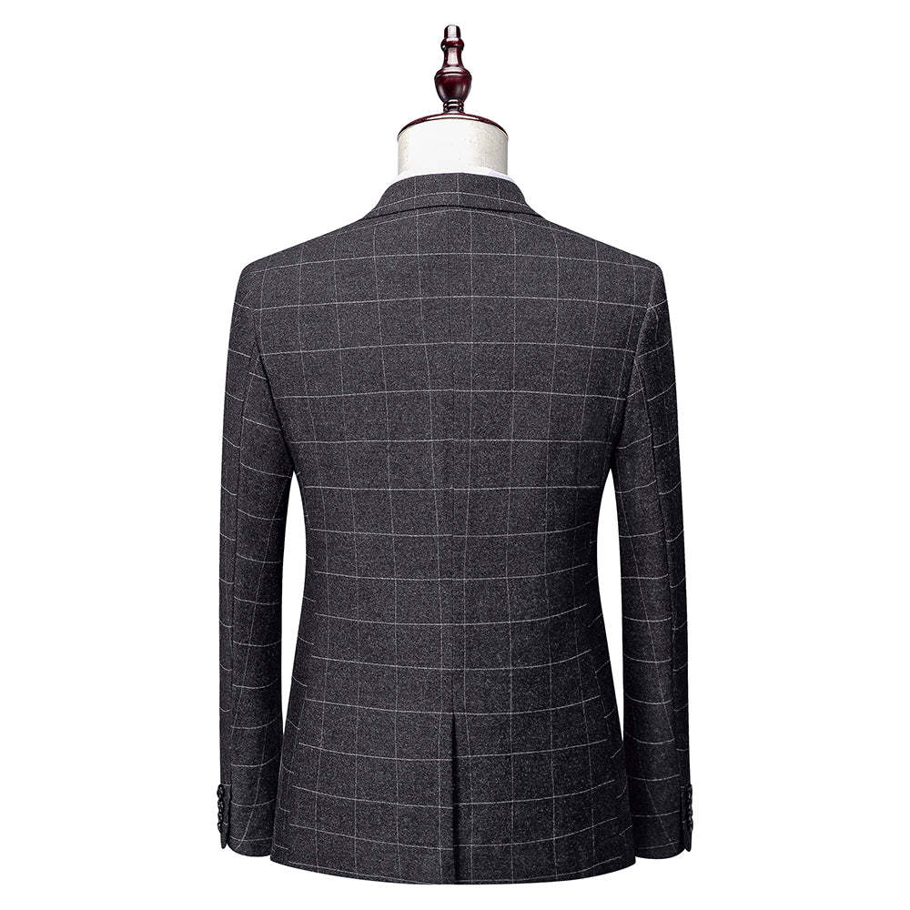 Men's Plaid Wedding Suit In Tailored Fit With Single Breasted Two-Button Design 3 Pieces