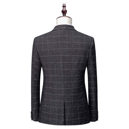 Men's Plaid Wedding Suit In Tailored Fit With Single Breasted Two-Button Design 3 Pieces