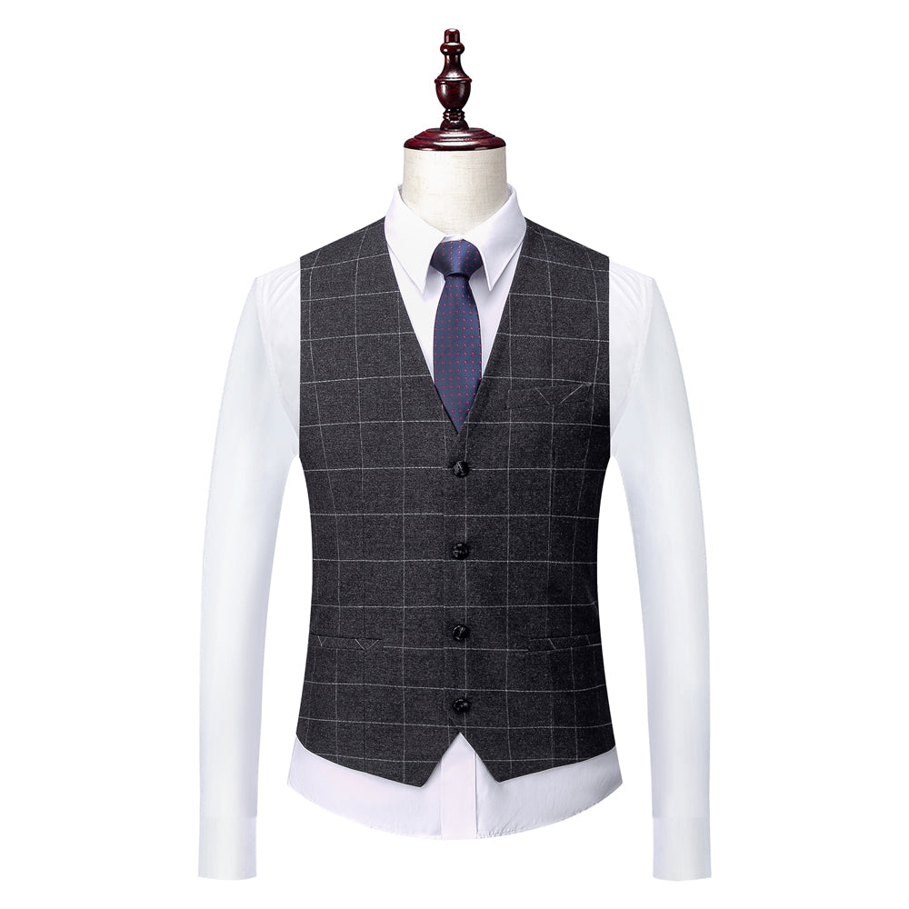 Men's Plaid Wedding Suit In Tailored Fit With Single Breasted Two-Button Design 3 Pieces