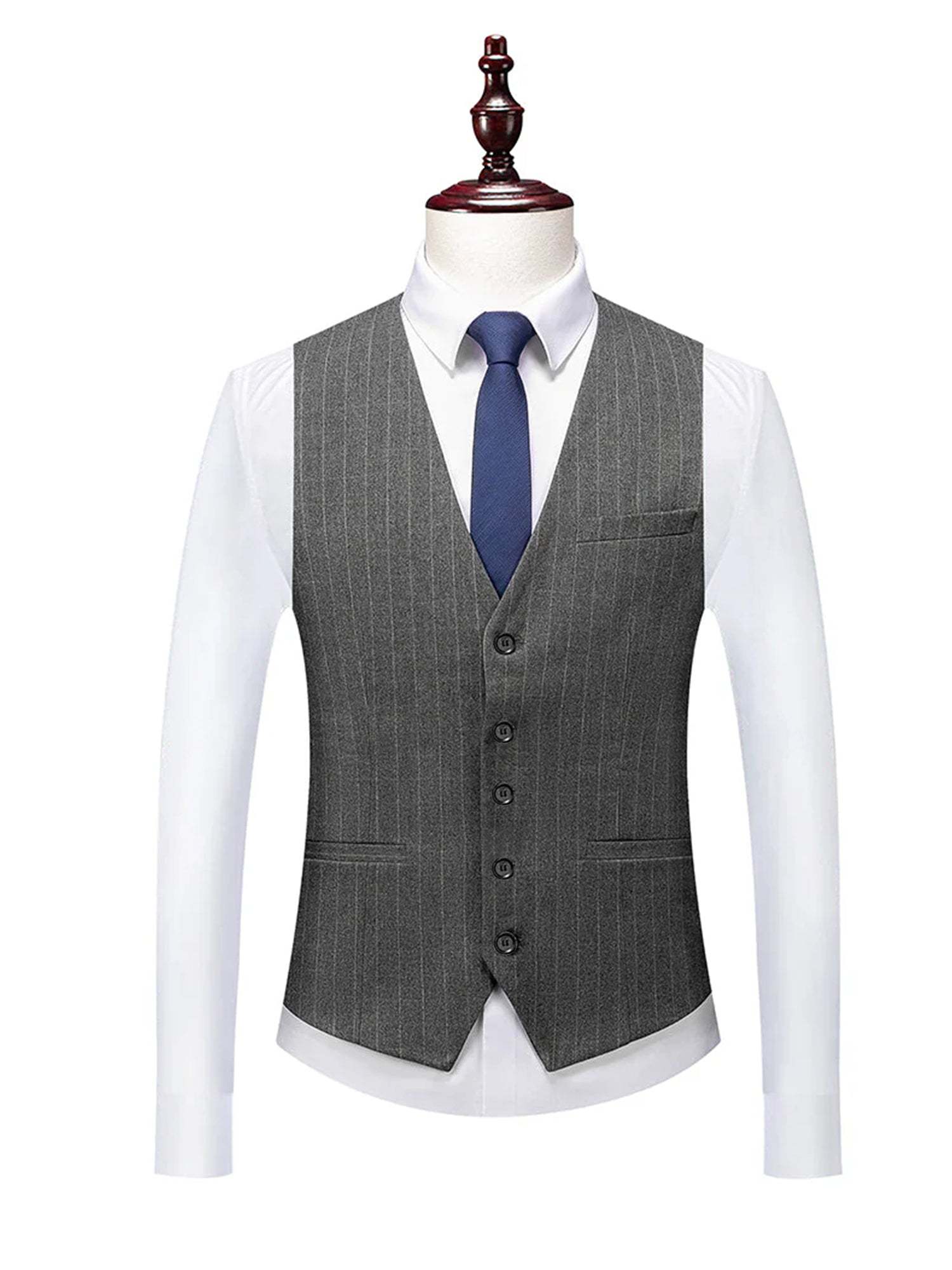 Men's Striped Three-Piece Wedding Suit In Tailored Fit With Single Breast And Two Buttons