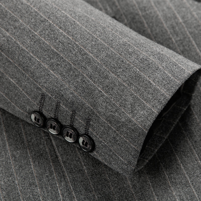 Men's Striped Three-Piece Wedding Suit In Tailored Fit With Single Breast And Two Buttons