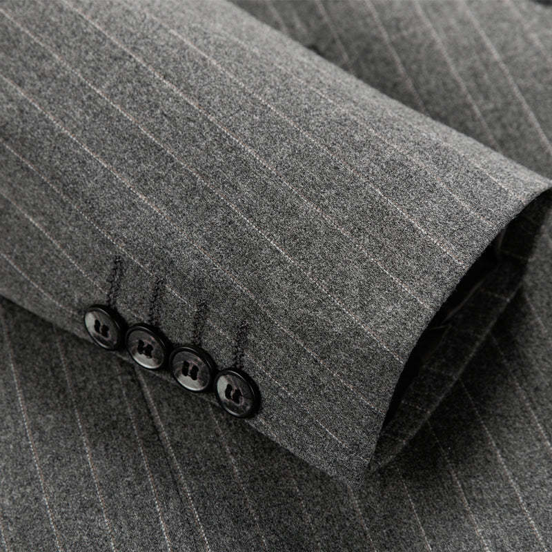 Men's Striped Three-Piece Wedding Suit In Tailored Fit With Single Breast And Two Buttons