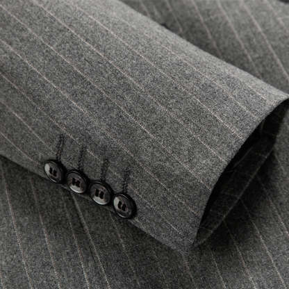 Men's Striped Three-Piece Wedding Suit In Tailored Fit With Single Breast And Two Buttons