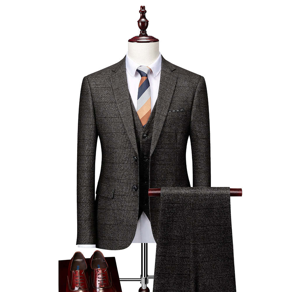 Men's Plaid Wedding Suit In Tailored Fit With Single Breast And Two Buttons