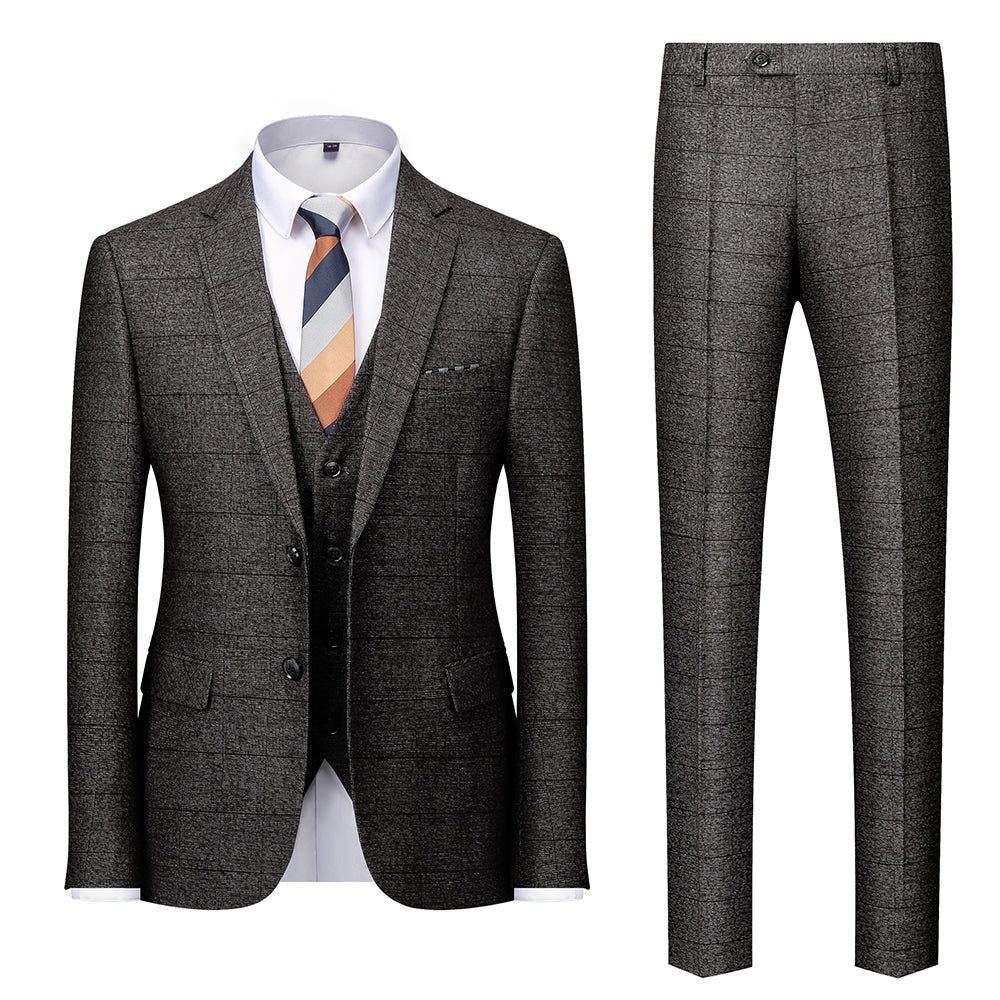 Men's Plaid Wedding Suit In Tailored Fit With Single Breast And Two Buttons