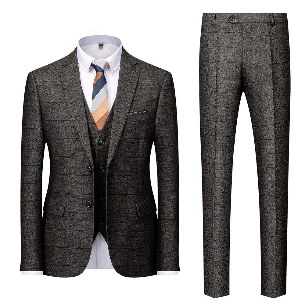 Men's Plaid Wedding Suit In Tailored Fit With Single Breast And Two Buttons