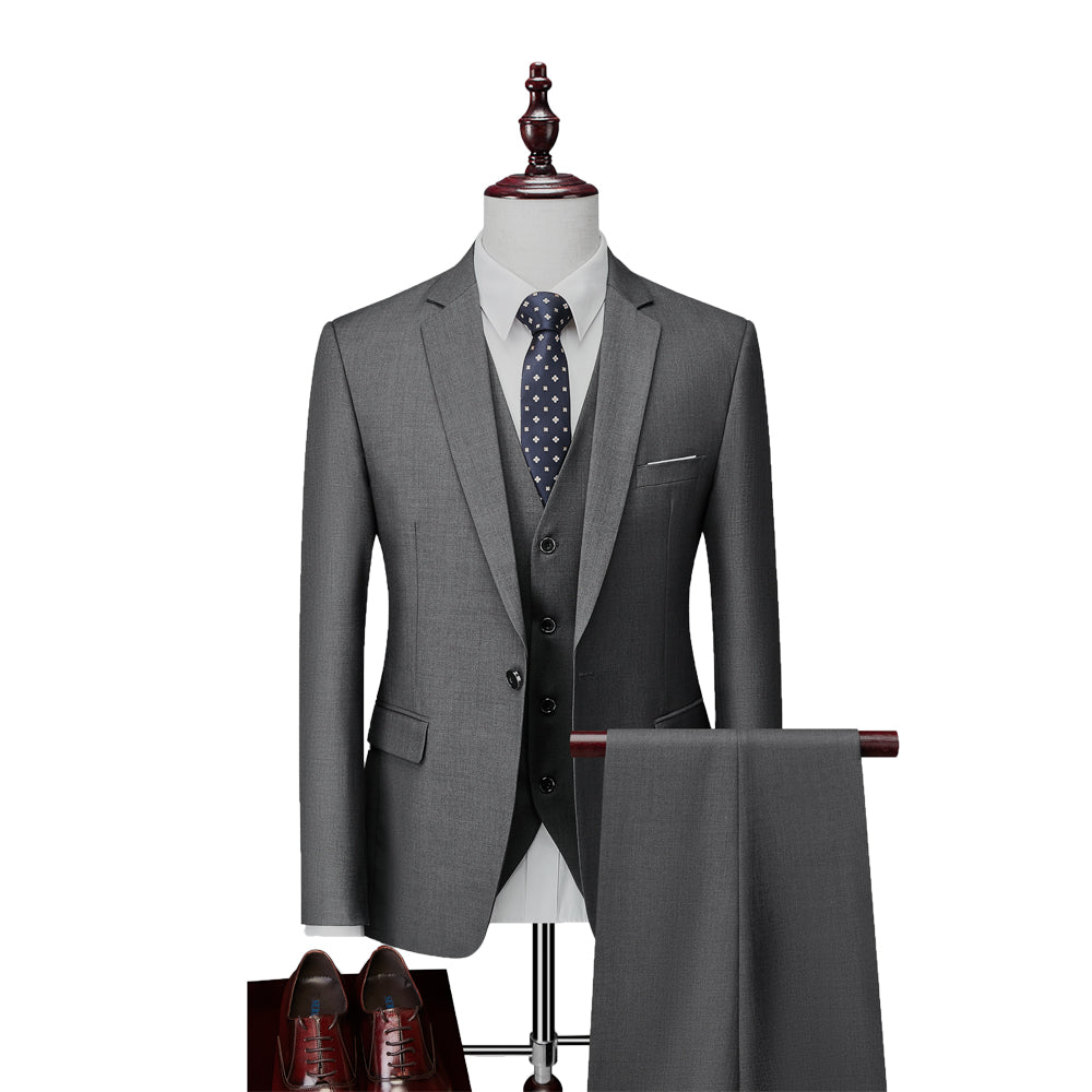 Men's Tailored Fit Single Breasted One-Button 3-Piece Wedding Suits In Burgundy White Ivory Gray And Blue-BMbridal.UK