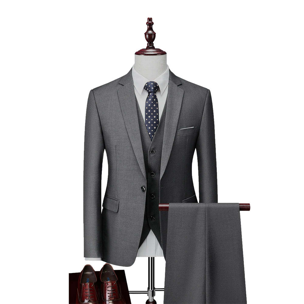 Men's Tailored Fit Single Breasted One-Button 3-Piece Wedding Suits In Burgundy White Ivory Gray And Blue-BMbridal.UK