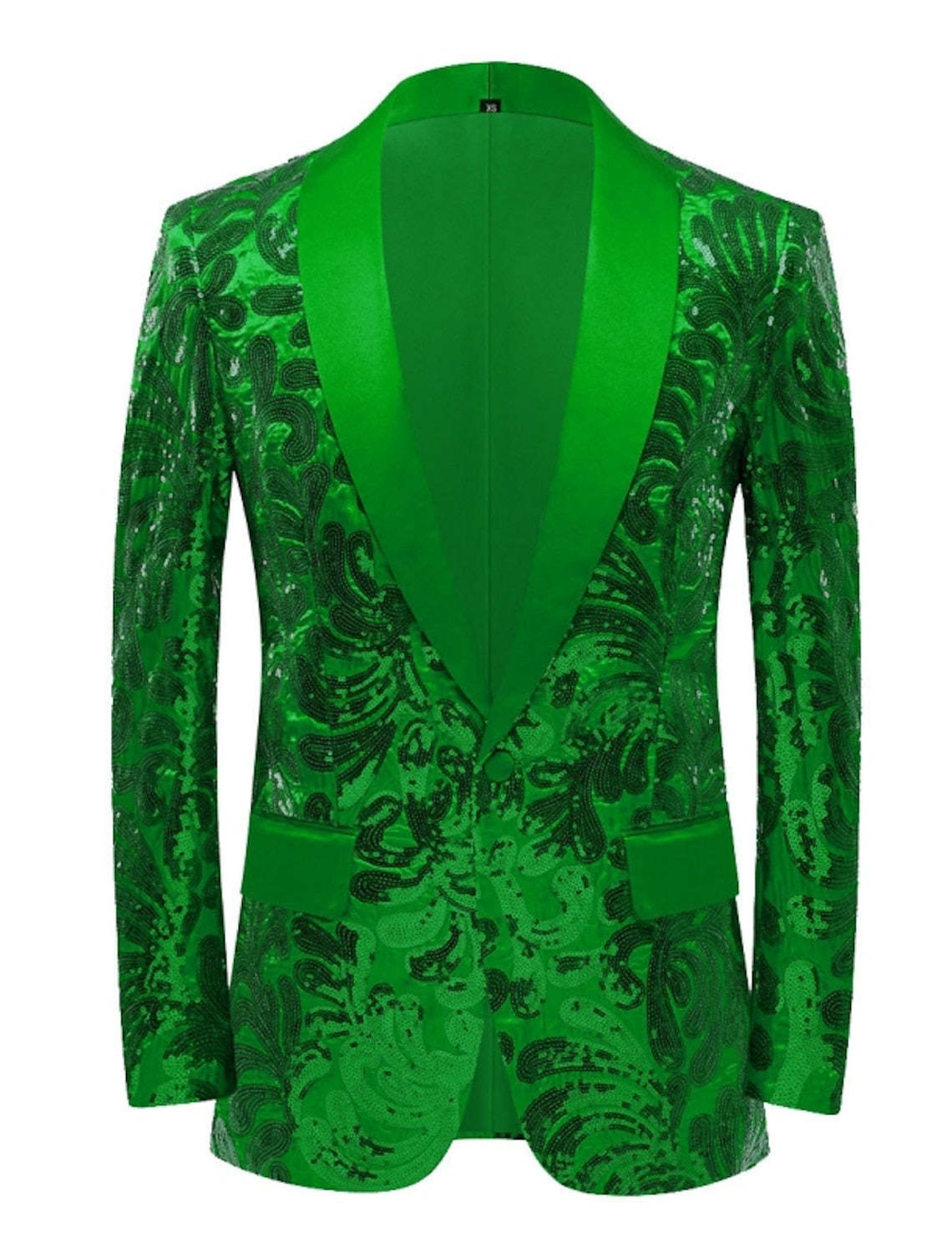 Men's Single-Button Tailored Fit Party Jacket In Red Gold Green With Sequins