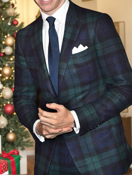 Men's Green Plaid Casual Jacket With Tailored Fit And Single Button