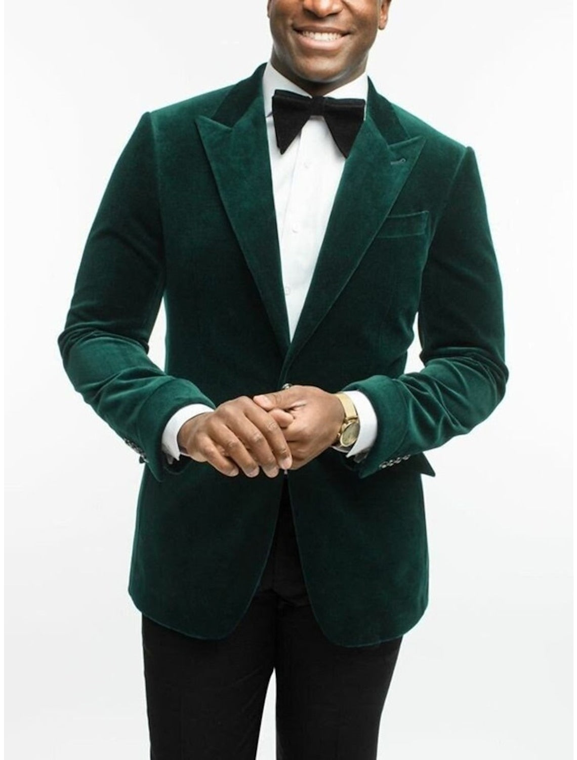 Men's Green Velvet Single-Button Tailored Fit Formal Jacket
