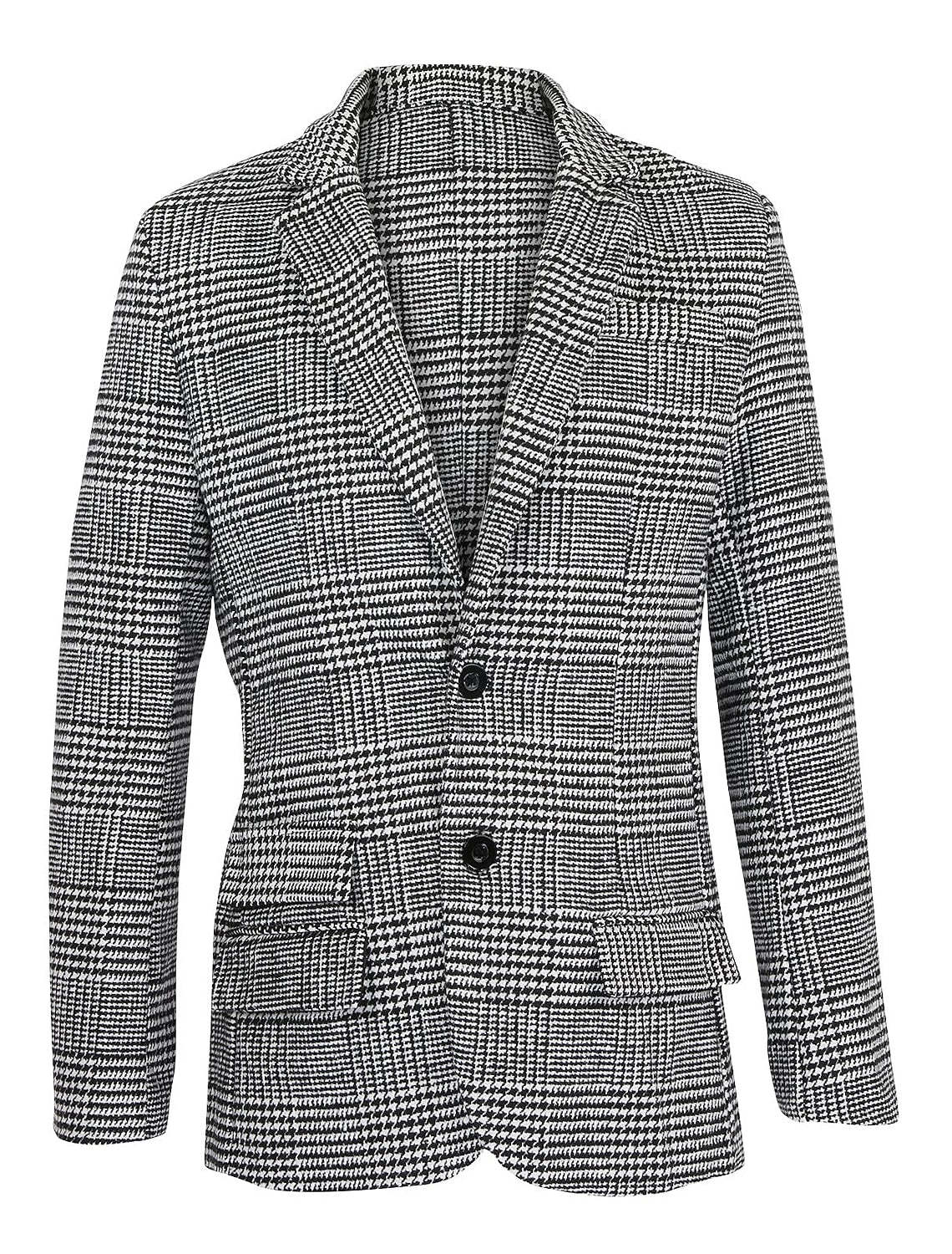 Men's Casual Houndstooth Jacket With Tailored Fit And Two-Button Single Breast