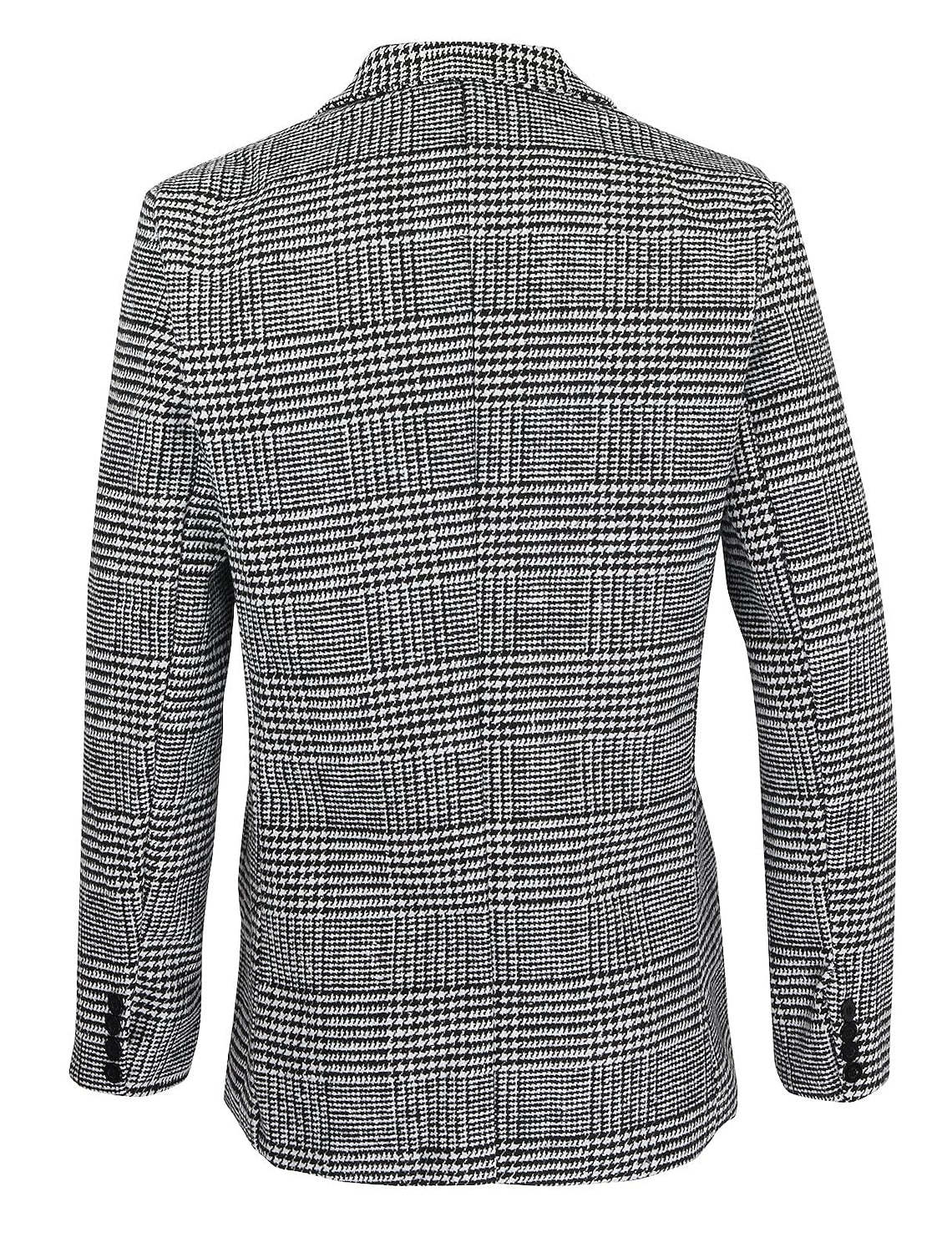 Men's Casual Houndstooth Jacket With Tailored Fit And Two-Button Single Breast