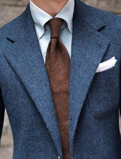 Casual Tweed Jacket For Men With Single Breasted Two-Button Tailored Fit
