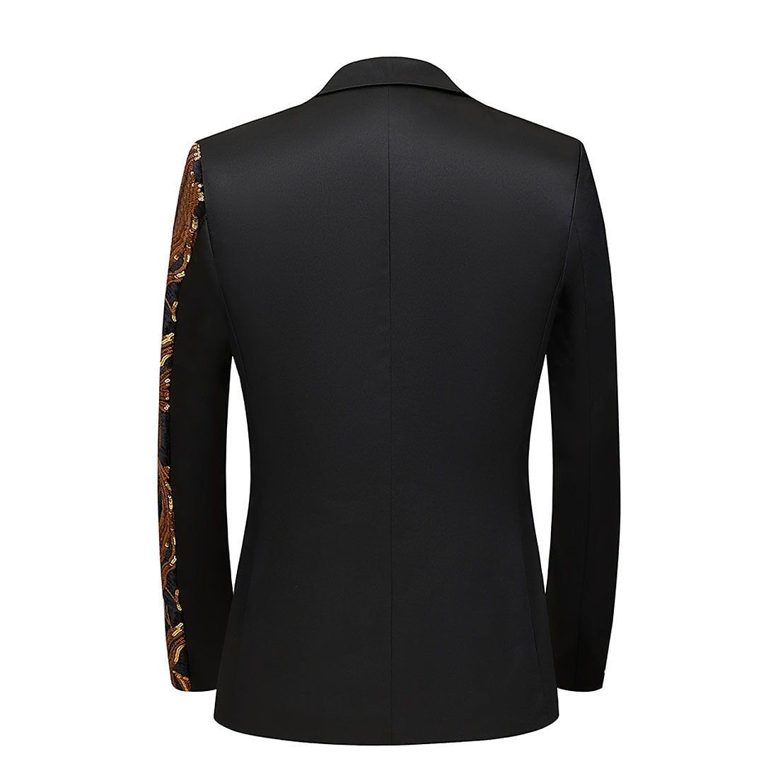 Men's Single-Breasted Gold Red Sequined Party Jacket With Tailored Fit