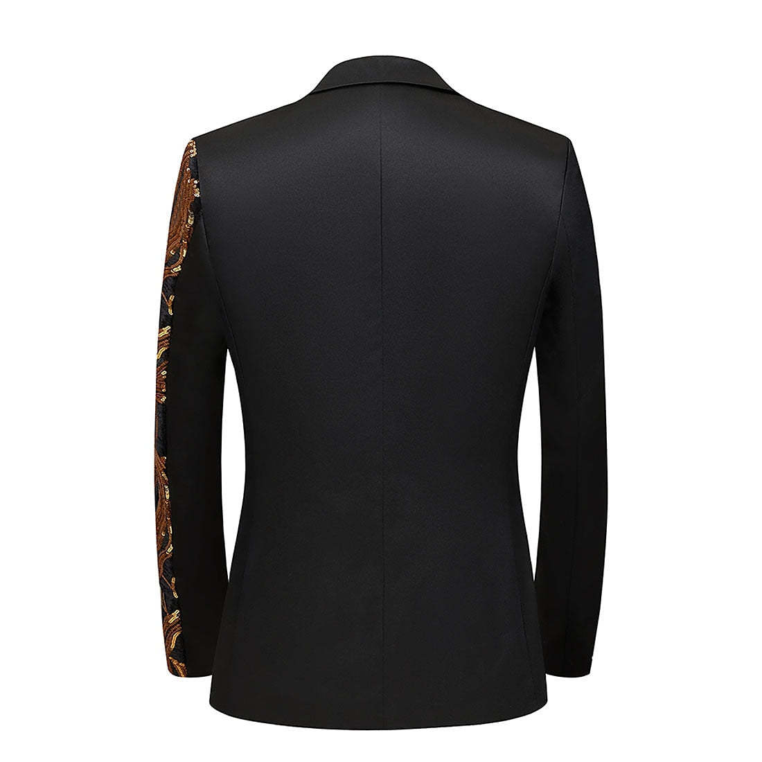 Men's Single-Breasted Gold Red Sequined Party Jacket With Tailored Fit