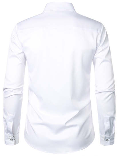 Classic Solid Color Long Sleeve Shirt For Men In White Red And Black