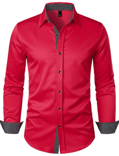Classic Solid Color Long Sleeve Shirt For Men In White Red And Black