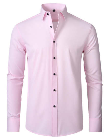 Classic Solid Color Shirt For Men In White Red Black Purple And Pink With Long Sleeves
