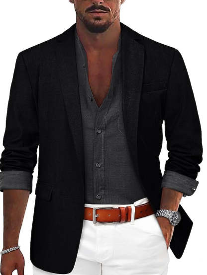 Tailored Fit Single-Button Casual Blazer For Men