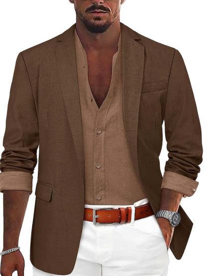 Tailored Fit Single-Button Casual Blazer For Men