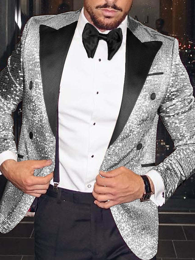 Double-Breasted Men's Blazer With Six Buttons And Sequins In A Tailored Fit