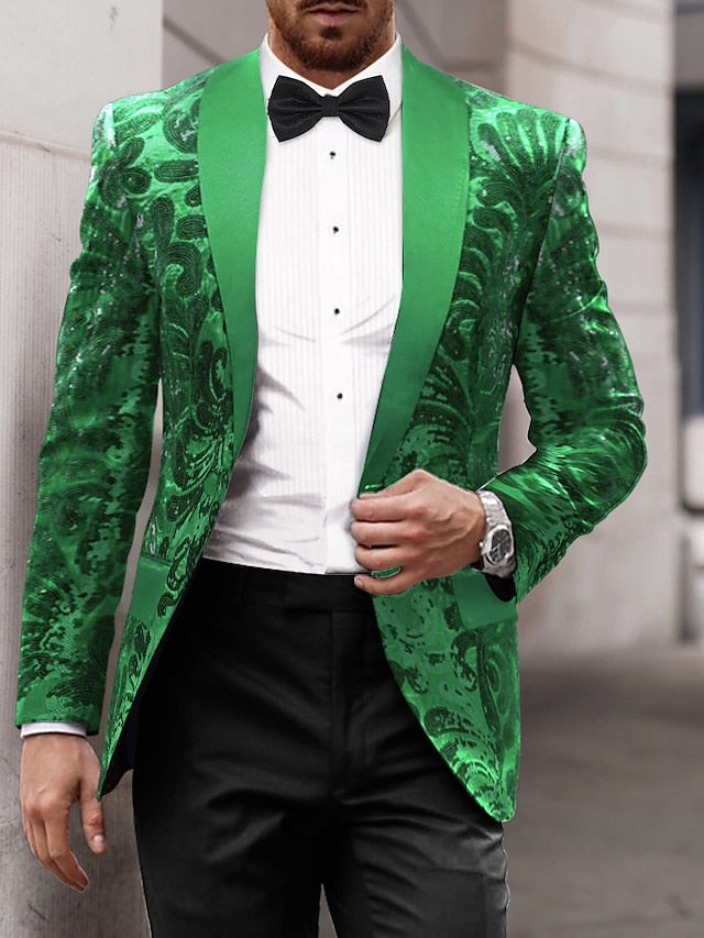 Single-Button Sequined Party Jacket For Men Tailored Fit