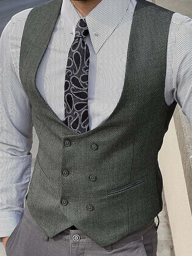 Double Breasted Six-Button Vest For Business Men