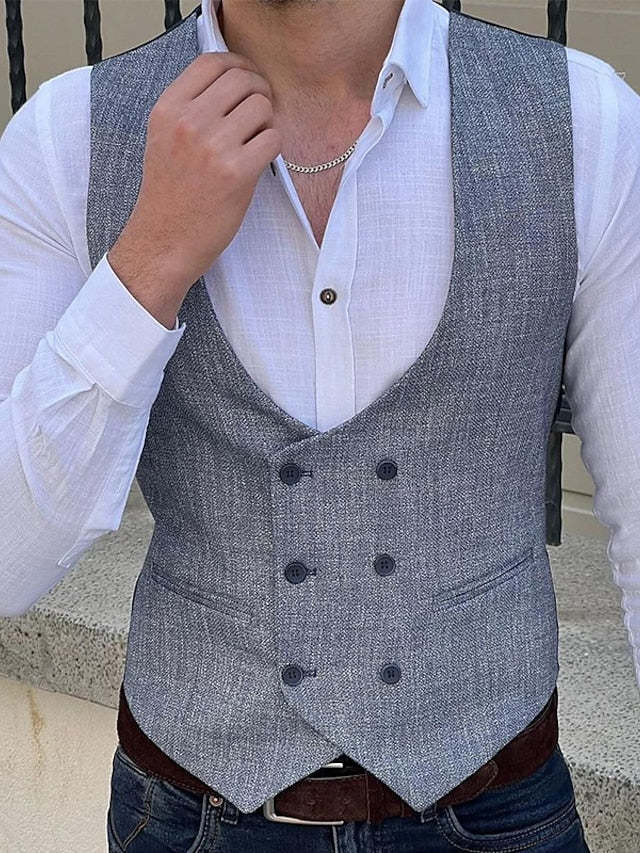 Double Breasted Six-Button Vest For Business Men