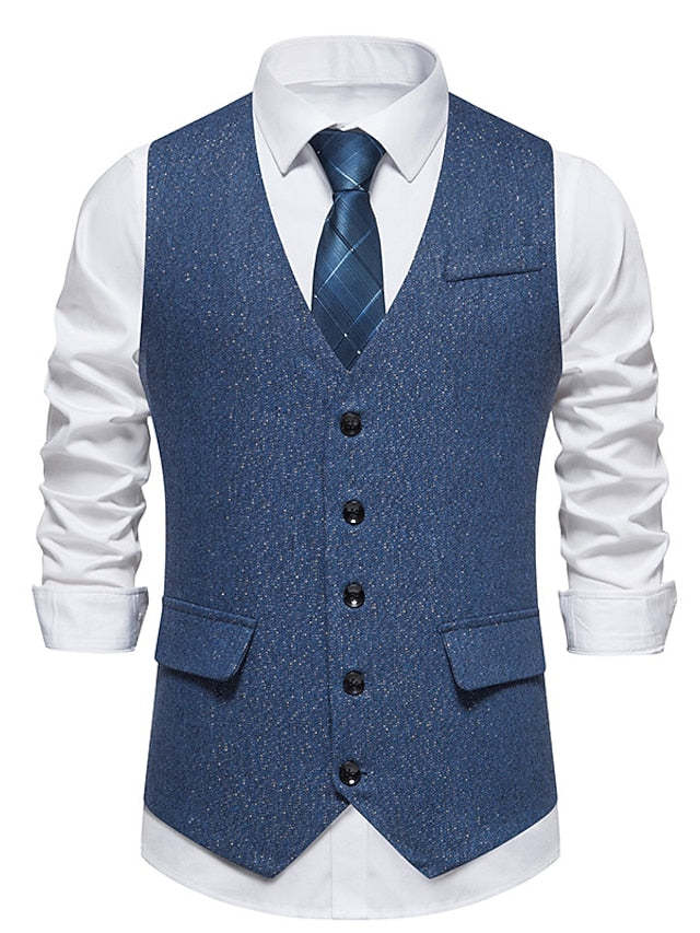 Single Breasted Business Vest With Extra Buttons For Men