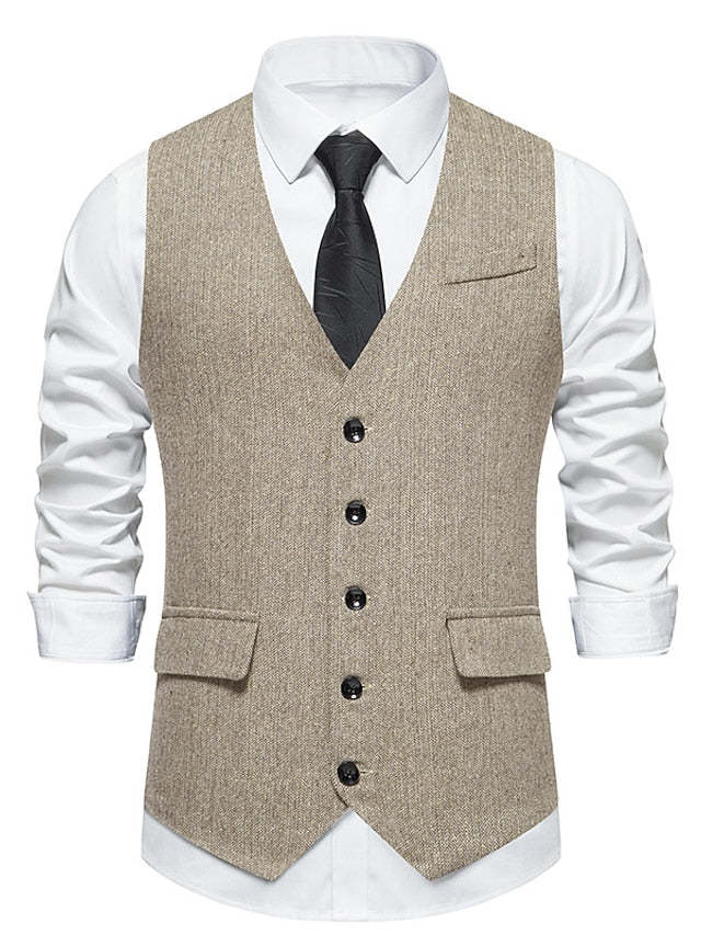 Single Breasted Business Vest With Extra Buttons For Men