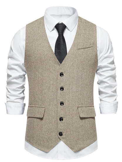 Single Breasted Business Vest With Extra Buttons For Men