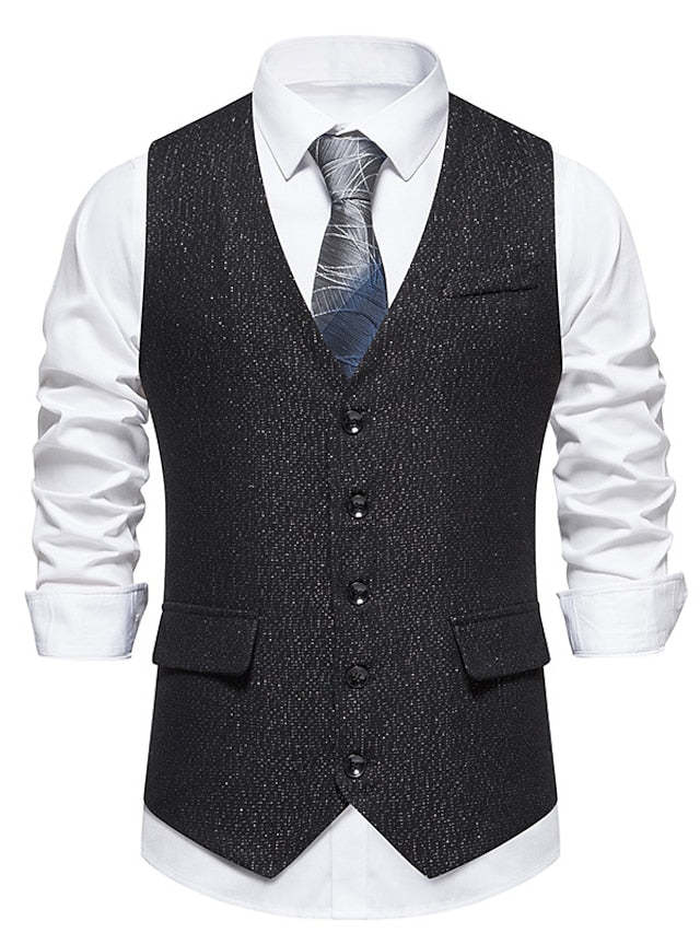 Single Breasted Business Vest With Extra Buttons For Men