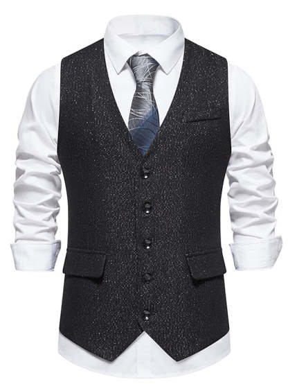 Single Breasted Business Vest With Extra Buttons For Men