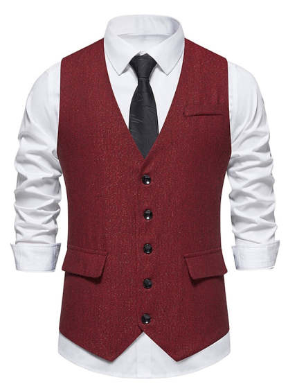 Single Breasted Business Vest With Extra Buttons For Men