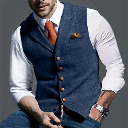 Single-Breasted Men's Vest With Multiple Buttons