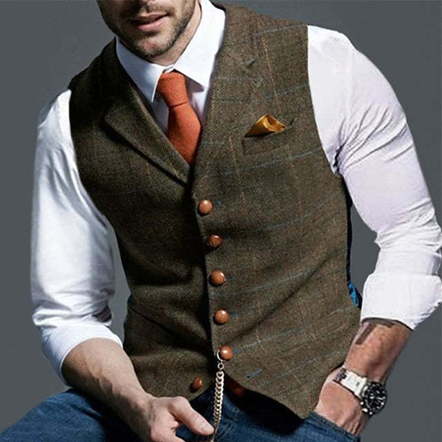 Single-Breasted Men's Vest With Multiple Buttons