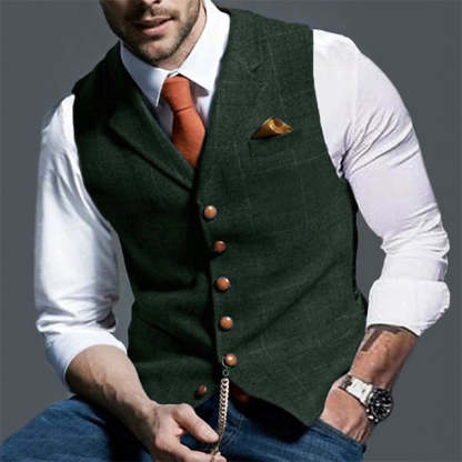 Single-Breasted Men's Vest With Multiple Buttons