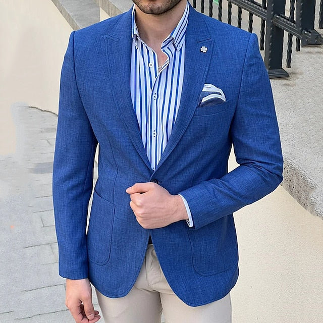 Tailored Fit Single-Breasted Casual Blazer For Men With One Button