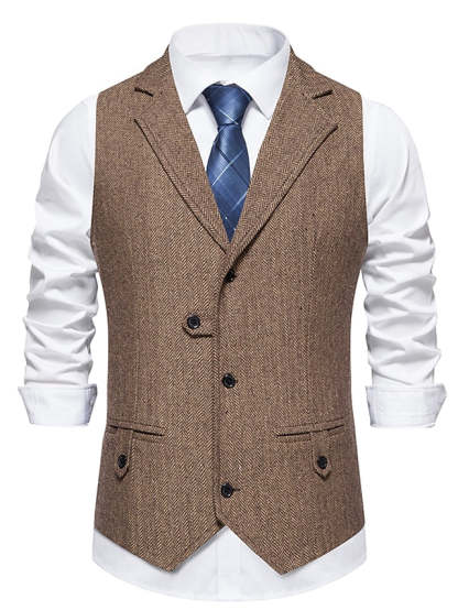 Single-Breasted Three-Button Vest For Professional Men