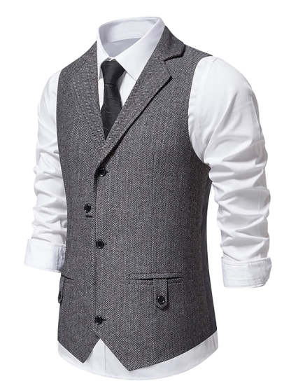 Single-Breasted Three-Button Vest For Professional Men