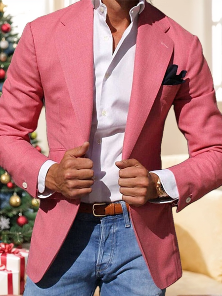 Casual Single-Button Tailored Fit Blazer For Men