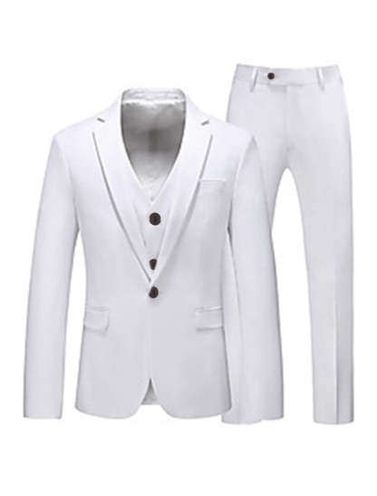 Men's Tailored Fit One-Button Party Suits In Solid Pink Red Blue And Yellow