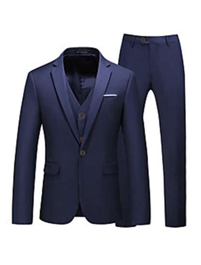 Men's Tailored Fit One-Button Party Suits In Solid Pink Red Blue And Yellow