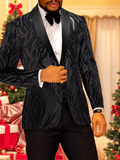Single-Button Sequin Tuxedo Suit For Men's Parties 2-Piece Set