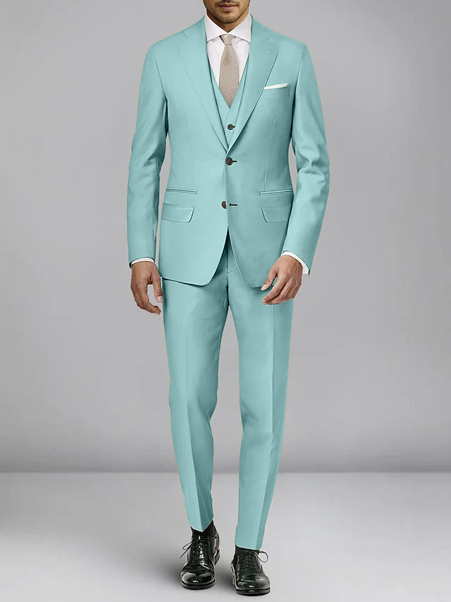 Three-Piece Single-Breasted Tailored Fit Wedding Suit For Men With Two Buttons