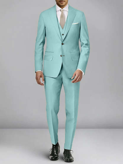 Three-Piece Single-Breasted Tailored Fit Wedding Suit For Men With Two Buttons