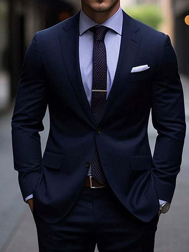 Two-Button Single-Breasted Tailored Wedding Suit For Men 2-Piece Set