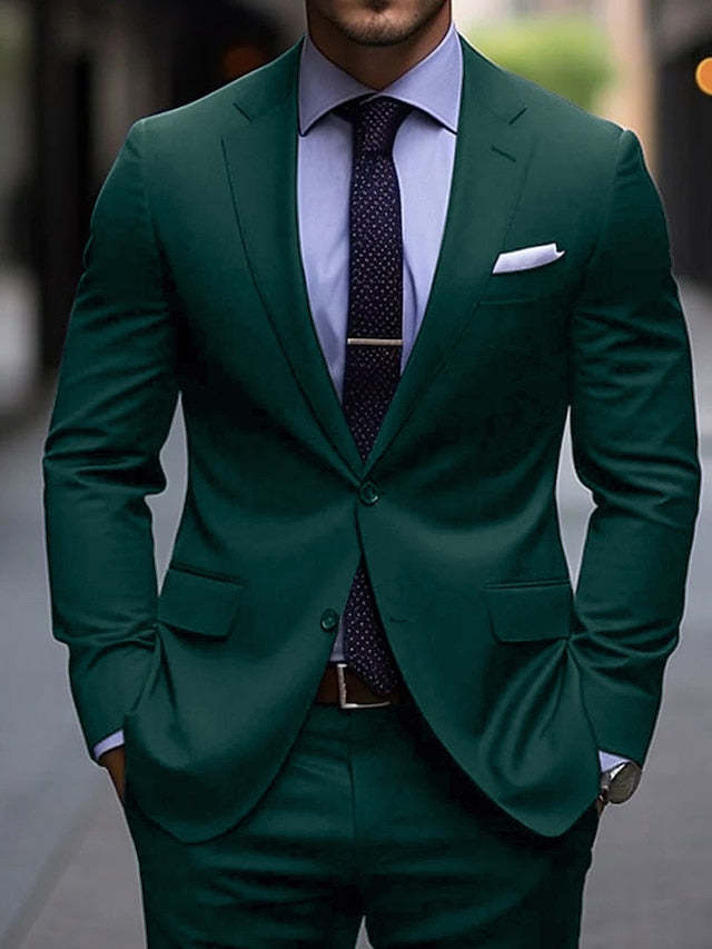 Two-Button Single-Breasted Tailored Wedding Suit For Men 2-Piece Set