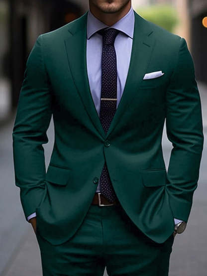 Two-Button Single-Breasted Tailored Wedding Suit For Men 2-Piece Set